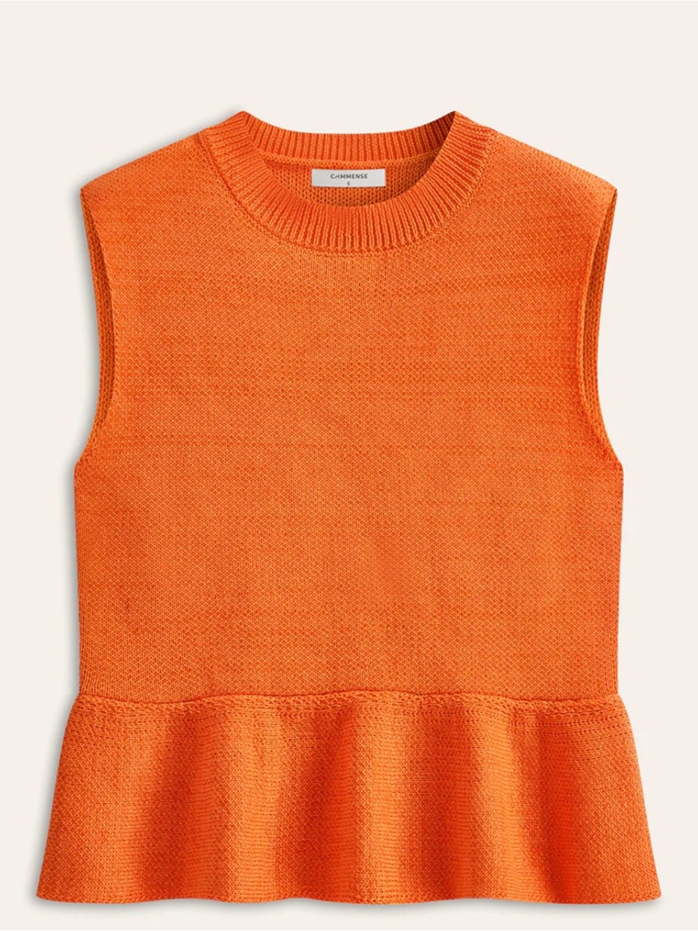 Commense Orange Knit Top with Subtle Texture
